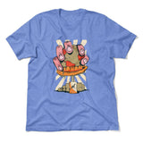 Planet Oil Squeezer Men/Unisex T-Shirt in Heather Columbia Blue color