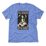 I Mostly Want Peace, Love And Weed Men/Unisex T-Shirt in Heather Columbia Blue color