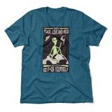 I Mostly Want Peace, Love And Weed Men/Unisex T-Shirt in Heather Deep Teal color