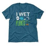 I Wet My Plants Men/Unisex T-Shirt in Heather Deep Teal color
