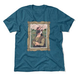 Monalisa Helmet Men/Unisex T-Shirt in Heather Deep Teal color
