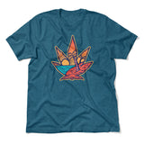 Cannabis Leaf Beach Men/Unisex T-Shirt in Heather Deep Teal color