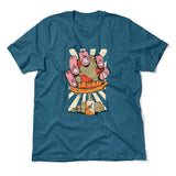 Planet Oil Squeezer Men/Unisex T-Shirt in Heather Deep Teal color
