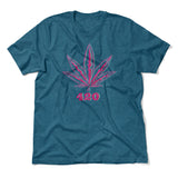420 Hemp Leaf Men/Unisex T-Shirt in Heather Deep Teal color