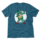 Leprechaun Dabbing Men/Unisex T-Shirt in Heather Deep Teal color