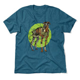 Cyber Greyhound Dog Men/Unisex T-Shirt in Heather Deep Teal color