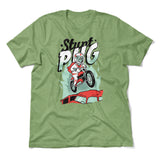 Stunt Pug Men/Unisex T-Shirt in Heather Green color