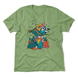 Raccoon Flying Aladdin Men/Unisex T-Shirt in Heather Green color