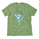 Statue Of Liberty Marilyn Monroe Men/Unisex T-Shirt in Heather Green color