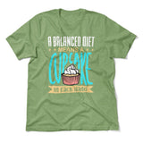 A Balanced Diet Means, A Cake In Each Hand Men/Unisex T-Shirt in Heather Green color