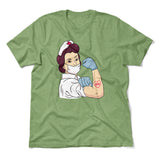 Strong Nurse Men/Unisex T-Shirt in Heather Green color