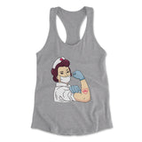 Strong Nurse Womens Racerback Tank in Heather Grey color
