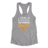 I Run Because I Really Like Cookies Womens Racerback Tank in Heather Grey color