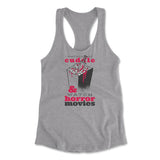 I Just Want To Cuddle And Watch Horror Movies Womens Racerback Tank in Heather Grey color