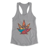 Cannabis Leaf Beach Womens Racerback Tank in Heather Grey color