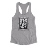 Gothic Monalisa Womens Racerback Tank in Heather Grey color
