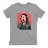 Scream Painting Monalisa Womens T-Shirt in Heather Grey color