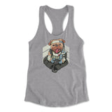 Lifeline Pug Apex Gamer Womens Racerback Tank in Heather Grey color