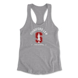Stanford Law, Just Kidding Womens Racerback Tank in Heather Grey color