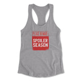 Spoiler Alert Womens Racerback Tank in Heather Grey color