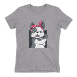 French Bulldog Womens T-Shirt in Heather Grey color
