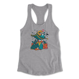 Raccoon Flying Aladdin Womens Racerback Tank in Heather Grey color