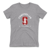 Stanford Law, Just Kidding Womens T-Shirt in Heather Grey color