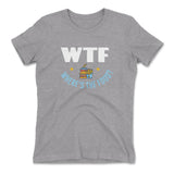 WTF - Where's The Food Womens T-Shirt in Heather Grey color