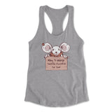 Willing To Undergo Scientific Research For Food Womens Racerback Tank in Heather Grey color