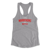 I Do Marathons On Netflix Womens Racerback Tank in Heather Grey color