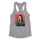 Scream Painting Monalisa Womens Racerback Tank in Heather Grey color