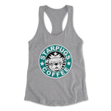 Starpugs Coffee Womens Racerback Tank in Heather Grey color