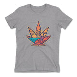 Cannabis Leaf Beach Womens T-Shirt in Heather Grey color