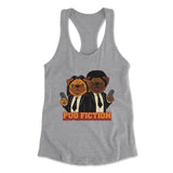 Pug Fiction Womens Racerback Tank in Heather Grey color