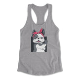 French Bulldog Womens Racerback Tank in Heather Grey color