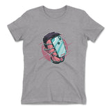 Phone Face Hugger Womens T-Shirt in Heather Grey color