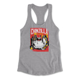 Chinzilla Monster Womens Racerback Tank in Heather Grey color