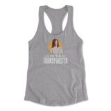 He's A Transponster Womens Racerback Tank in Heather Grey color