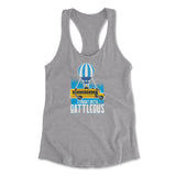 Straight Outta Battle Bus Womens Racerback Tank in Heather Grey color