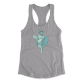 Statue Of Liberty Marilyn Monroe Womens Racerback Tank in Heather Grey color
