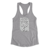 Debt Atlas Womens Racerback Tank in Heather Grey color