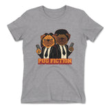 Pug Fiction Womens T-Shirt in Heather Grey color