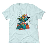 Raccoon Flying Aladdin Men/Unisex T-Shirt in Heather Ice Blue color