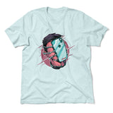 Phone Face Hugger Men/Unisex T-Shirt in Heather Ice Blue color