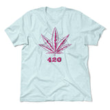 420 Hemp Leaf Men/Unisex T-Shirt in Heather Ice Blue color