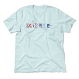 Science Lettering Men/Unisex T-Shirt in Heather Ice Blue color