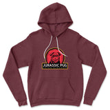 Jurassic Pug Hoodie in Heather Maroon color