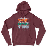 No Matter How Smart You Are, You Can Never Convince Someone That They Are Stupid Hoodie in Heather Maroon color