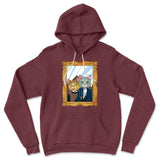 American Gothic Cats Hoodie in Heather Maroon color