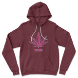 420 Hemp Leaf Hoodie in Heather Maroon color